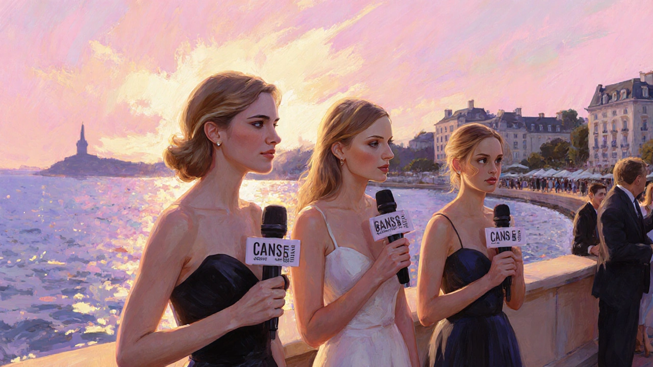 Trois actrices non‑francophones répondent à une interview en français à Cannes.