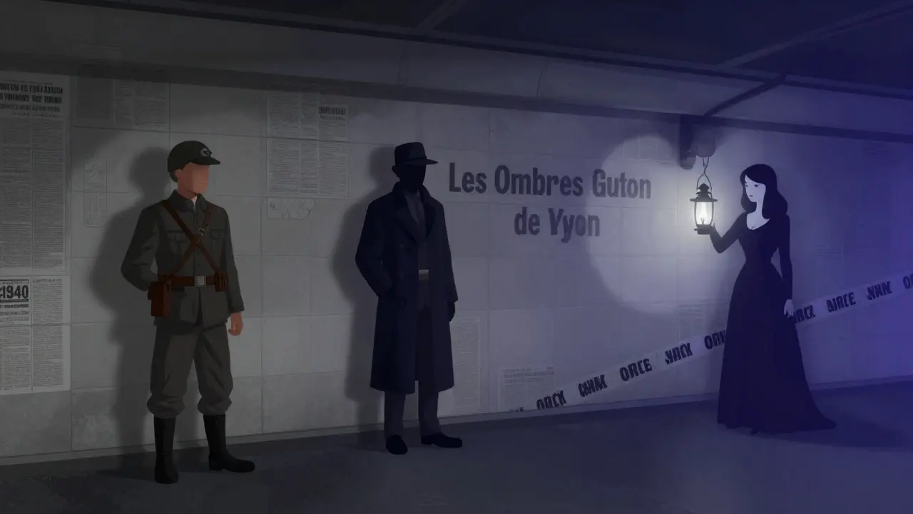 Des silhouettes mystérieuses d'une série policière française émergent des murs d'une station de métro parisienne au petit matin.