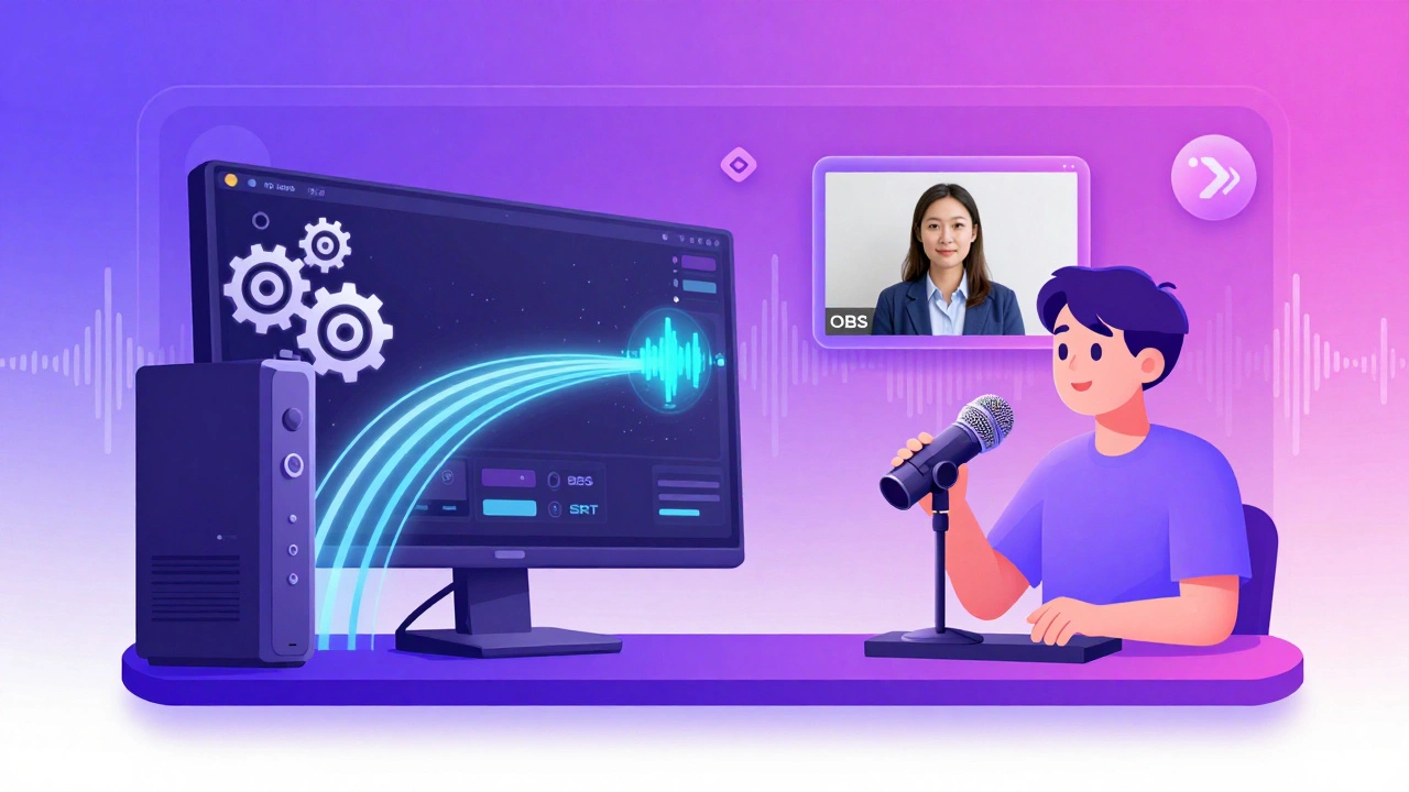 Machine virtuelle dans le cloud recevant des flux vidéo d&#039;un invité à Tokyo via OBS Studio.