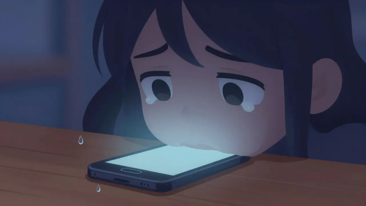 Un visage dans l'ombre, reflétant la lueur d'un téléphone, seul témoignage d'une culpabilité muette.