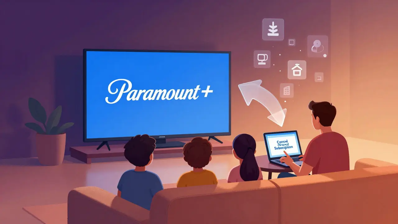 Famille devant une télévision, fléchée vers un ordinateur où l'annulation se fait correctement.