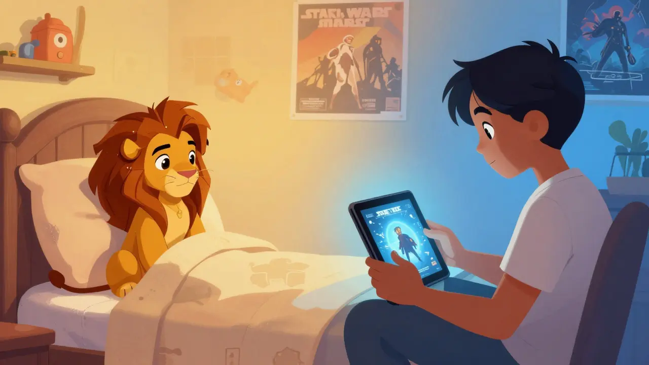 Transition douce d'un enfant regardant des contenus adaptés à son âge vers des contenus plus matures.