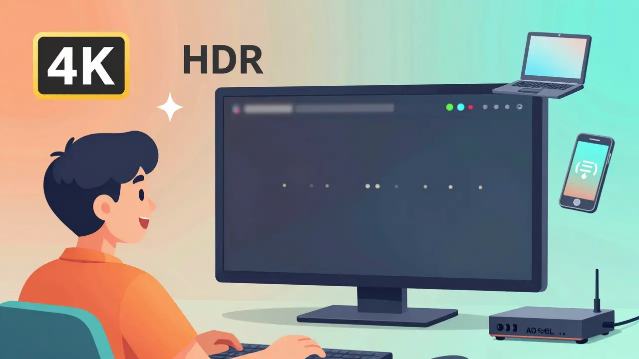 Comparaison visuelle entre streaming 4K fluide et qualité basse en raison d'une connexion Wi-Fi faible.