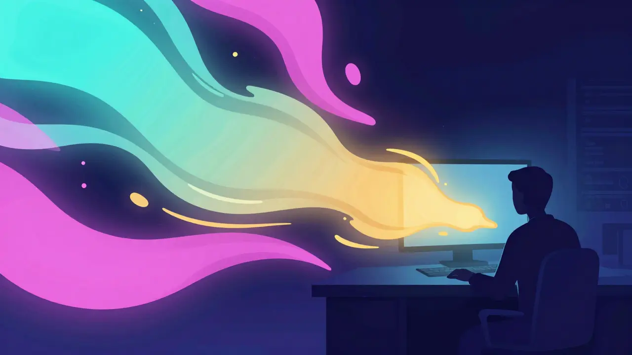 Abstraction colorée illustrant le travail d'étalonnage numérique et les LUTs