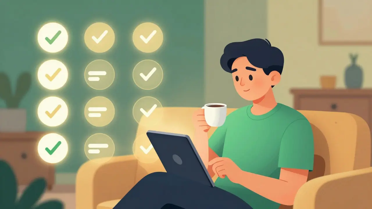 Personne détendue gérant ses abonnements financiers en toute sérénité