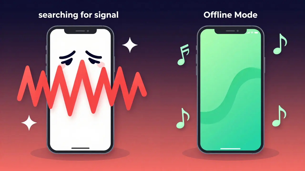 Comparaison entre la consommation d'énergie du streaming et du mode hors ligne