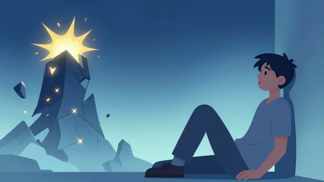 Dessin montrant l'alternance entre un pic d'action intense et un moment de repos calme.