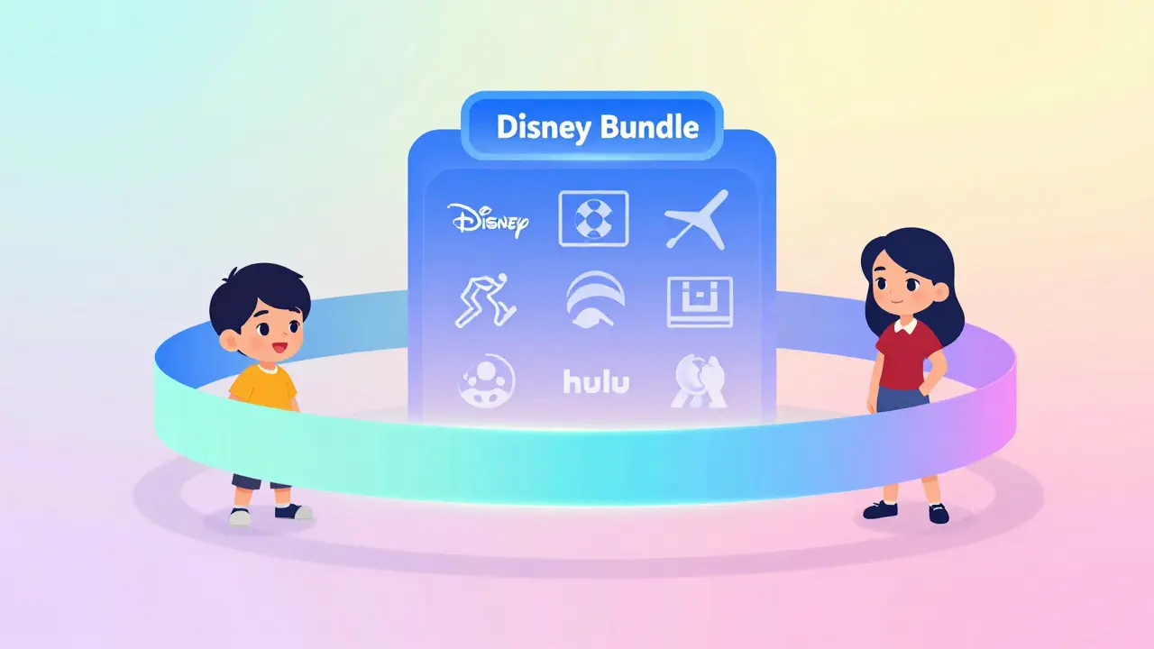 Illustration du bundle Disney unissant enfants, sportifs et fans de séries.