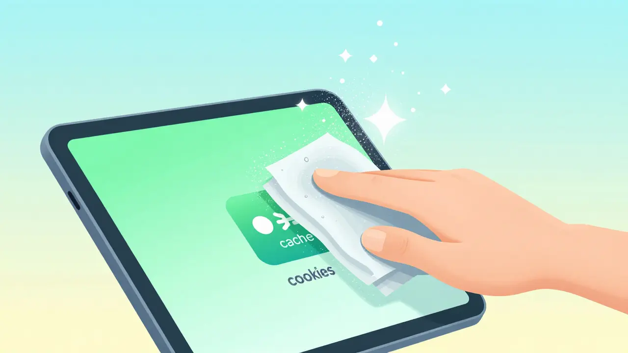Nettoyage conceptuel du cache numérique sur une tablette
