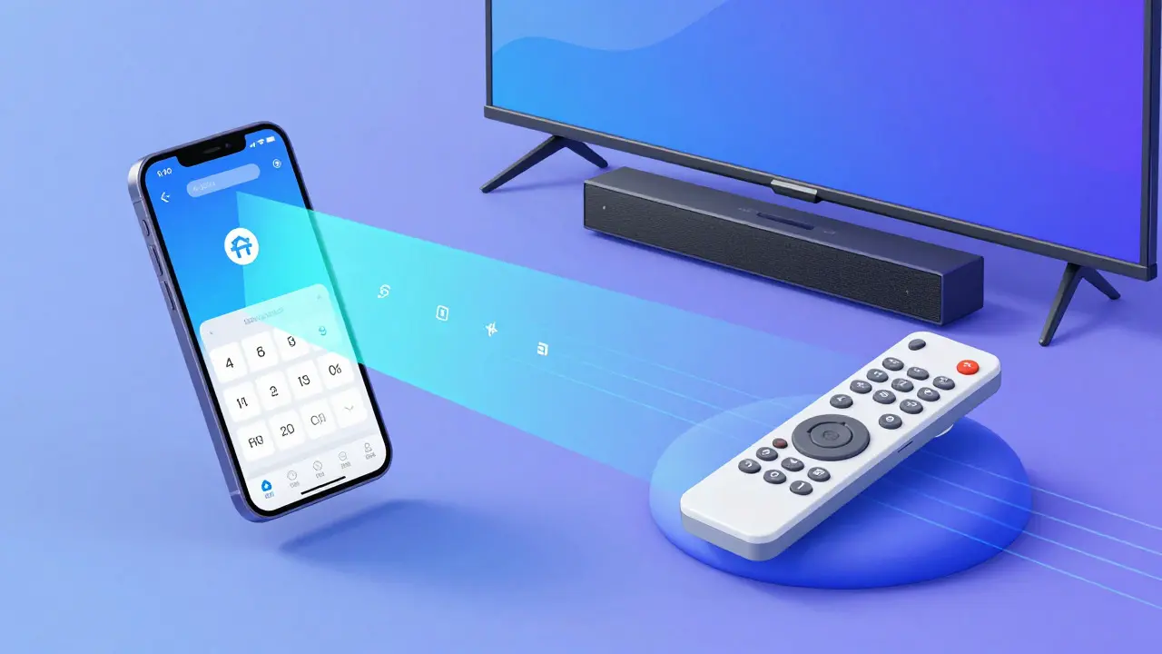 Concept d'intégration domotique : contrôle par application mobile et télécommande physique connectée