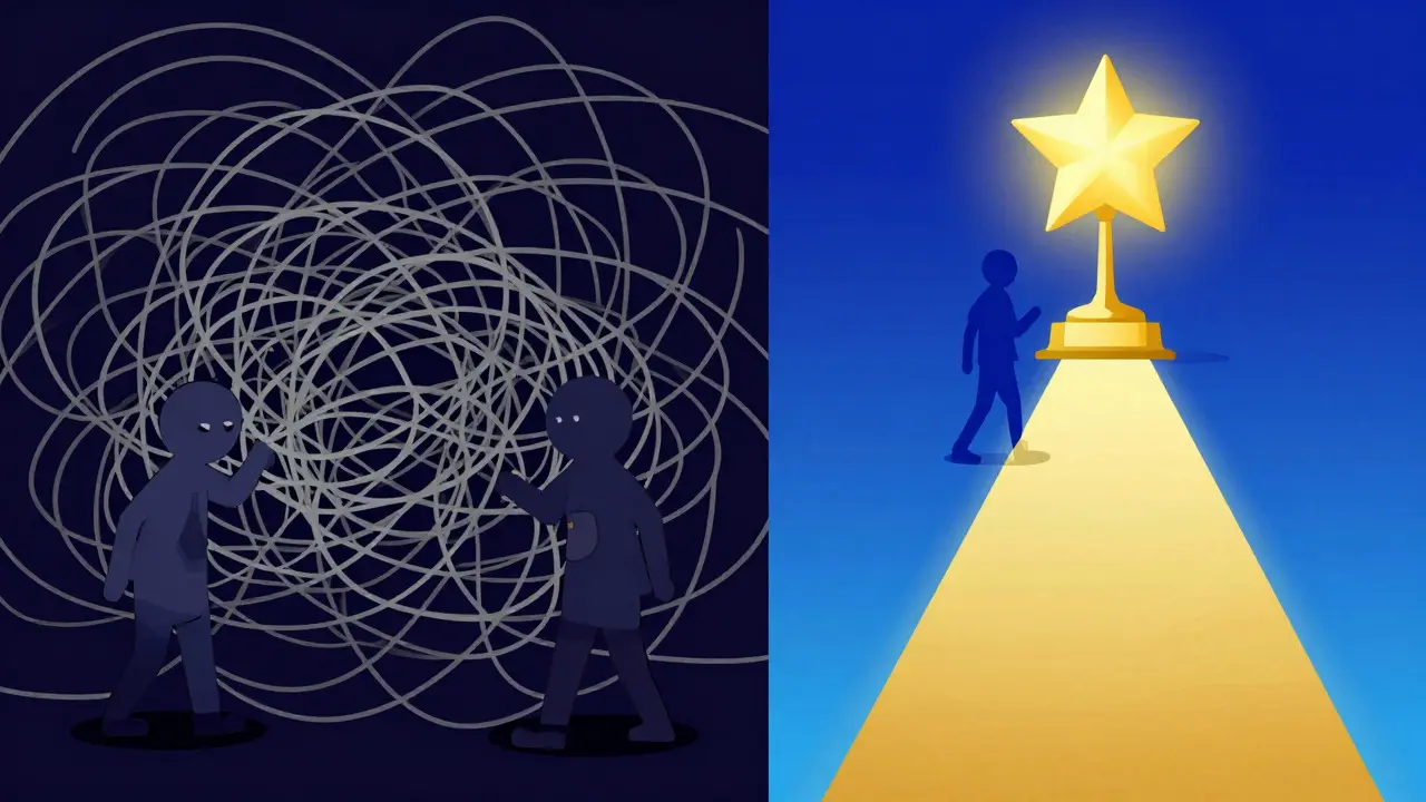 Illustration contrastant séries interminables et arcs narratifs complets
