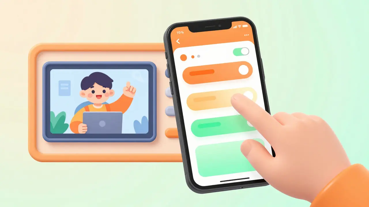 Parent gérant le temps d'écran et les apps via un smartphone