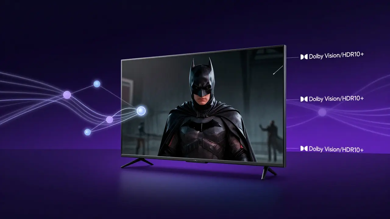 Téléviseur OLED illustrant le traitement en temps réel des métadonnées