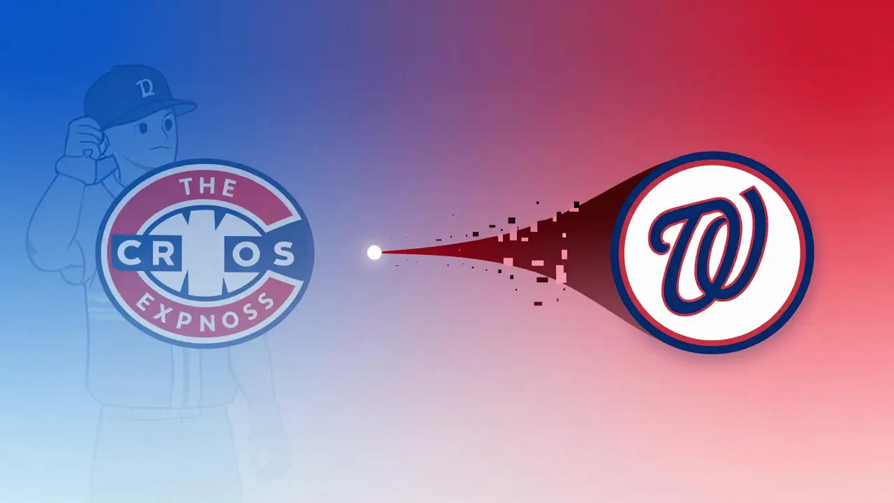 Transition mélancolique entre le logo des Expos et celui des Nationals