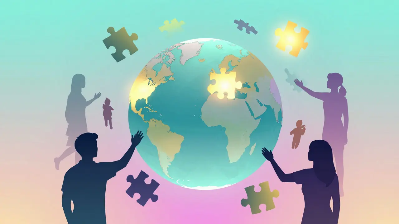 Une terre fragmentée en pièces de puzzle flottantes illustrant les restrictions géographiques du streaming