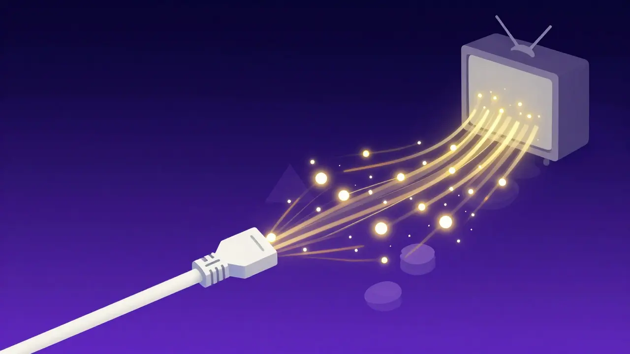 Visualisation abstraite du flux de données vidéo vers un téléviseur