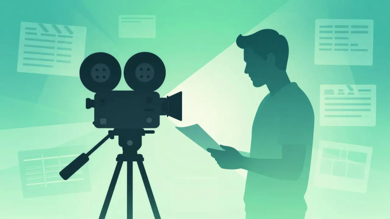 Acteur-réalisateur avec script en style dégradé