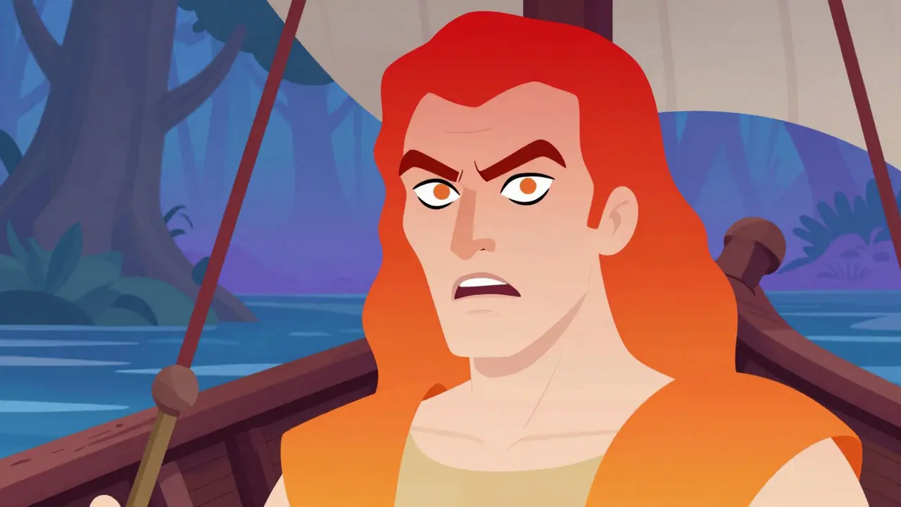 Portrait fou d'Aguirre sur son bateau en gradient