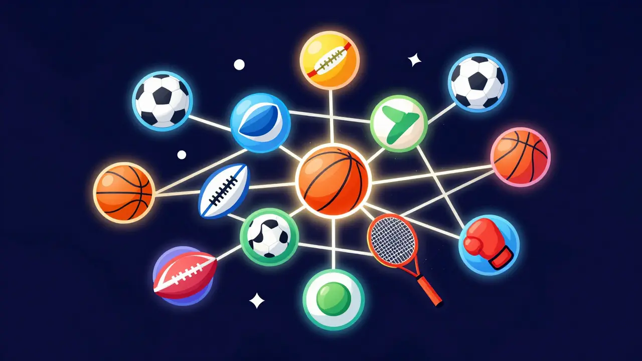 Réseau coloré représentant la fragmentation des droits sportifs entre plateformes