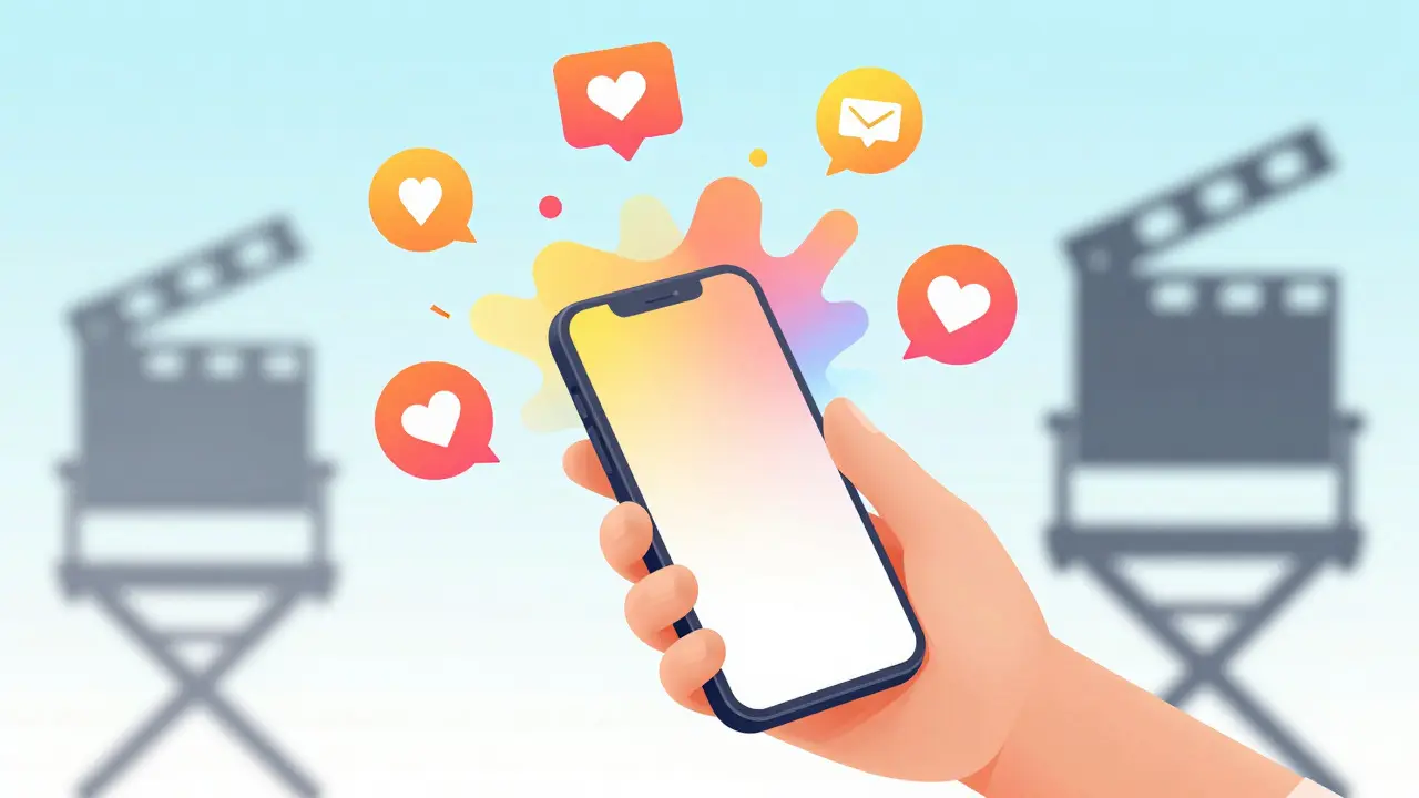 Téléphone émettant des formes colorées représentant le marketing numérique
