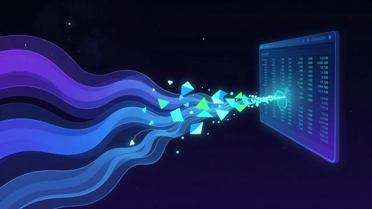 Visualisation abstraite de la fusion entre le flux vidéo et les données statistiques en temps réel.