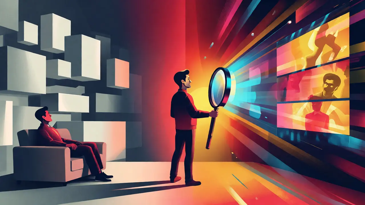 Contraste entre critique passive et analyse active colorée