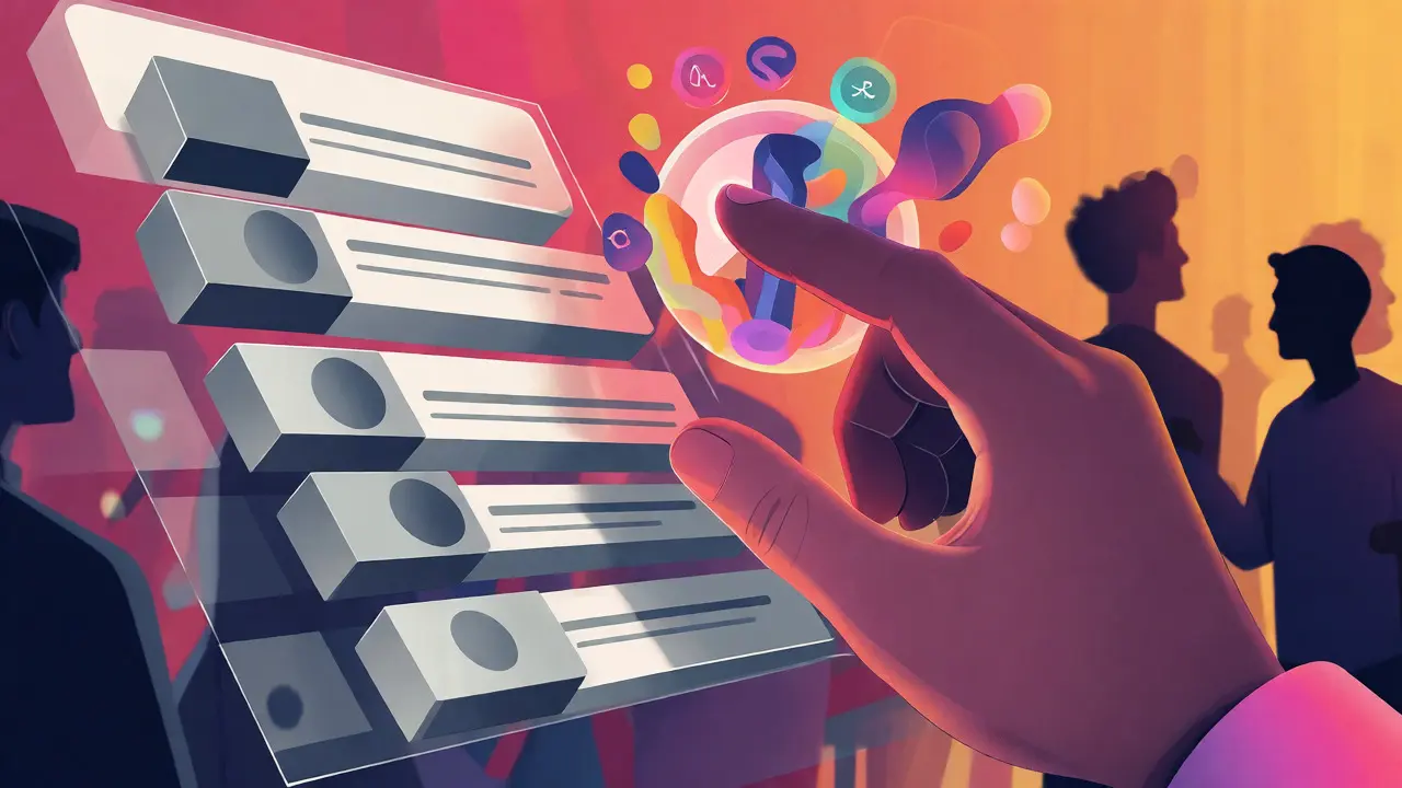 Illustration abstraite de la curation humaine de listes de films contre les algorithmes.